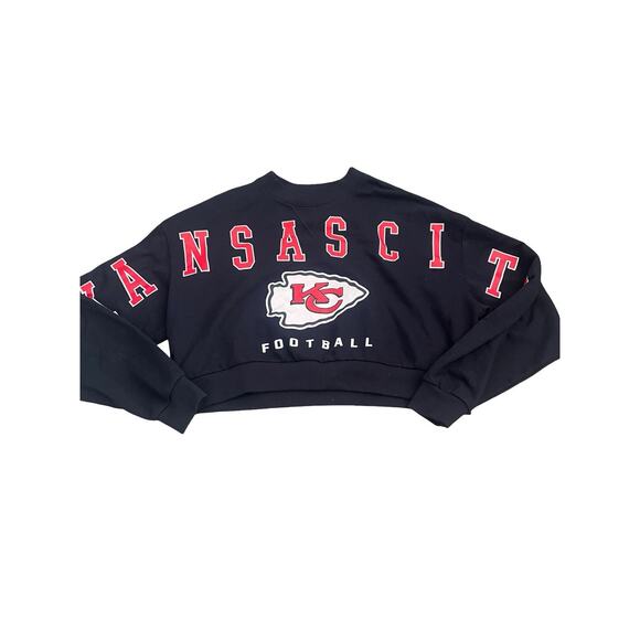 Kansas City Chiefs Cropped Sweatshirt Women’s Medium Ultra Game NFL Black - Picture 1 of 7